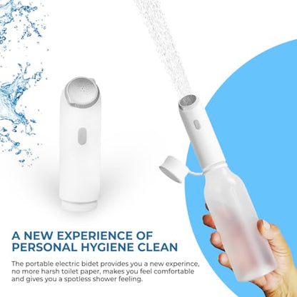 GenieBidet Portable Bidet Rechargeable - Handheld Toilet Bidet Sprayer- Men,On-The-Go Cleaning - Electric Sprayer Toilet for Women and Men Personal Hygiene Cleaning/ Postpartum Care