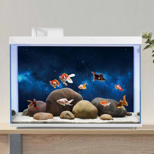 AWERT 48x24 inches Galaxy Aquarium Background Cloud Stars and Blue Cosmic Universe Fish Tank Background Mystery Space Terrarium Background - size: 48x24in/120x60cm