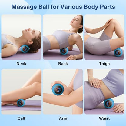 Upgraded Vibrating Massage Ball with 5-Speed, LED Display, Rechargeable Massage Vibrating Ball for Relieving Muscle Pressure, Electric Massager for Fitness/Yoga/Training (Blue) - color: Light Blue