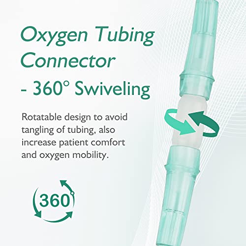 ANSNF Oxygen Tubing Connector, 360° Rotation Swivel, White (10-Pack) | 360° swivel prevents tangles, improves comfort & O2 flow. Multi-thread no-leak design. Reusable, safe material.