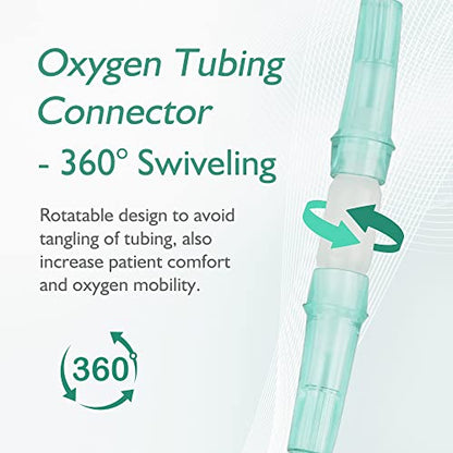 ANSNF Oxygen Tubing Connector, 360° Rotation Swivel, White (10-Pack) | 360° swivel prevents tangles, improves comfort & O2 flow. Multi-thread no-leak design. Reusable, safe material.