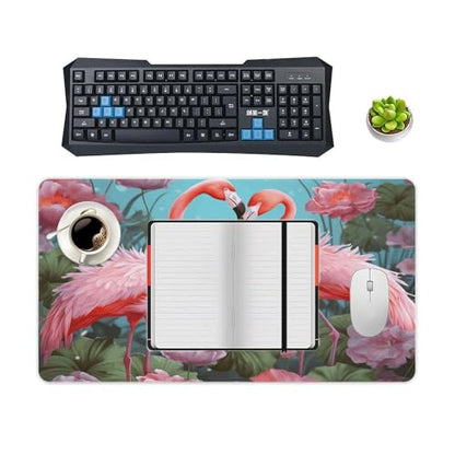 Large Size Gaming Mouse Pad Flamingo Love Flowers Desk Mat Non-Slip Base Waterproof Desktop Writing Pad for Office Home - color: Flamingo Love Flowers, size: 40X75cm