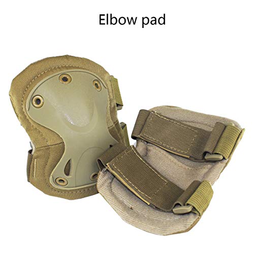 Combat Knee & Elbow Protective Pads Set for Outdoor CS Paintball Game Cycling Safety Skateboarding Gear Skates Knee Protection Guard Pads - color: Tan
