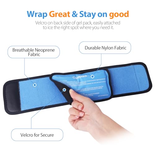 Comfpack 2 Packs Cold Therapy Wrap for Pain Relief, Reusable Gel Ice Packs for Foot Plantar, Wrist, Ankle, for Sprains, Muscle Pain, Bruises, Injuries, Blue - size: Blue, style: 2 Sleeves + 2 Gel Packs