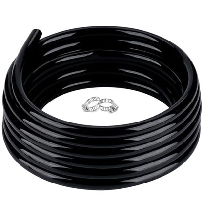 3/4" id - 50ft Black Vinyl Tubing Flexible PVC Irrigation Hose & 2 Clamps | Hybrid Hose Transfer Water Fuel Gas for Pond Fountain Garden Waterfall, Durable and Safe - size: 3/4" ID, style: 50 Feet