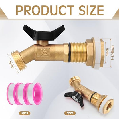 JaGely 3 Sets Brass Rain Barrel Spigot Kit with Heavy Duty Bulkhead Fitting Quarter Turn Ball Valve Rain Barrel Faucet for Aquariums, Water Tanks, Tubs, Pools(Black) - color: Black