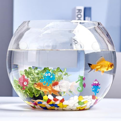 GORGECRAFT 4Pcs 4 Styles Floating Fish Aquarium Decorations Silicone Plastic Cartoon Sea Ocean Animals Octopus Seahorse Device Landscapes Accessories Suitable for All Kinds of Fishes Tanks - style: Mixed Shapes 2