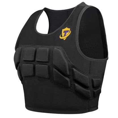 TUOY Women Padded Compression Vest, Impact Vest for Women, Chest Breast Rib Protection Vest for Sports, Karate, Football, Basketball - size: Large, style: Impact Padded Vest