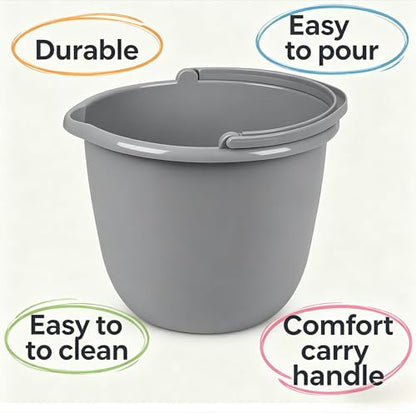 10 Qt. Spout Pail Classic Titanium, Gray Plastic Bucket with Pour Spout & Comfort Grip Handle, Ideal for Household Cleaning, Mopping, Washing Cars and Gardening