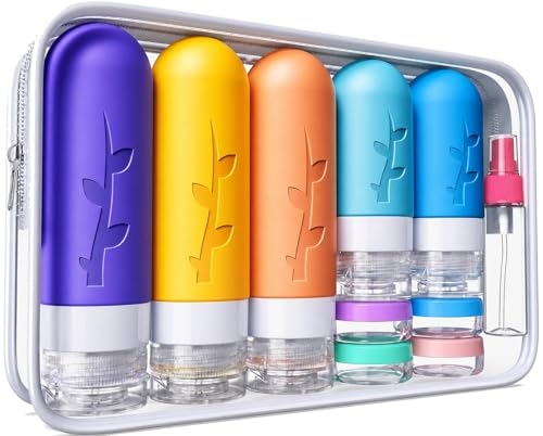 Aeomni 19pack TSA Approved Travel Bottles for Toiletries - Silicone travel size Containers, Leak Proof Size Toiletries, Refillable Shampoo and Conditioner Bottles, Travel Essentials - color: Multicolor