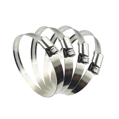 Upgraded Version 4" (Diameter) Thicken Adjustable 304 Stainless Steel Duct Clamps Pipe Clamp Air Ducting Clamp worm drive hose clamps (4Pcs, 91mm-114mm) - size: T 4" -4Pcs