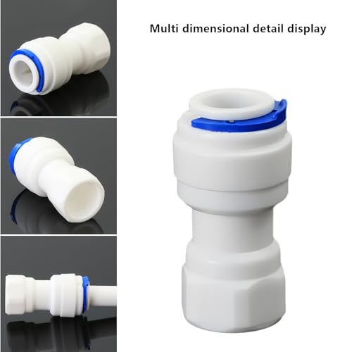1/4"x3/8" Push Quick Connector, 5 Pcs Plastic RO Water Fitting | Plastic quick connector for RO and beverage systems. Fits 3/8" hose (1/4" thread size, NOT 9/16"). Leak-proof design. - style: 1/4" Female Thread to 3/8" Quick-Connect Straight