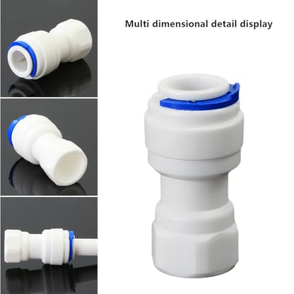 1/4"x3/8" Push Quick Connector, 5 Pcs Plastic RO Water Fitting | Plastic quick connector for RO and beverage systems. Fits 3/8" hose (1/4" thread size, NOT 9/16"). Leak-proof design. - style: 1/4" Female Thread to 3/8" Quick-Connect Straight