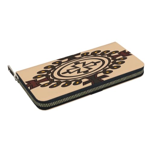 Ethiopian Cross PU Leather Long Wallet for Women Men, Zipper Clutch Wallet RFID Card Holder Organizer - color: Ethiopian Cross2