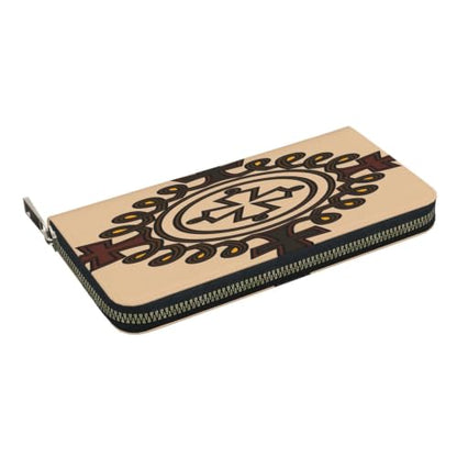 Ethiopian Cross PU Leather Long Wallet for Women Men, Zipper Clutch Wallet RFID Card Holder Organizer - color: Ethiopian Cross2