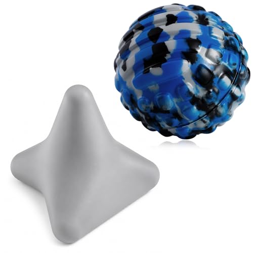 Fascia Release Tools Deep Tissue Massage Ball for Exercise & Recovery Targets Back, Shoulder, Legs&Feet - Relieves Muscle Knots, Trigger Point Massage, Pressure Point Therapy- Myofascial Release Ball - color: Blue&gray, size: 2-Pack | 2.8-inch