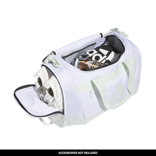 adidas Unisex Defender 4.0 Gym Duffel Bag for Men and Women - color: Two Tone White-Clear Onix/Linen Green, style: Small (38l)