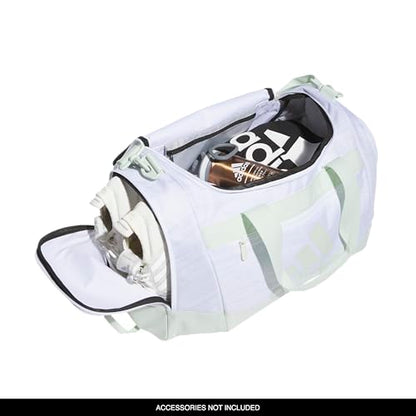 adidas Unisex Defender 4.0 Gym Duffel Bag for Men and Women - color: Two Tone White-Clear Onix/Linen Green, style: Small (38l)