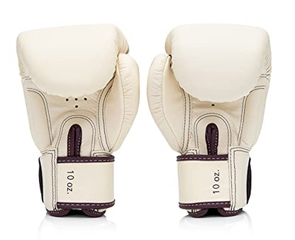 Fairtex BGV16 Leather Compact Muay Thai Boxing Gloves - color: Khaki, size: 10 oz