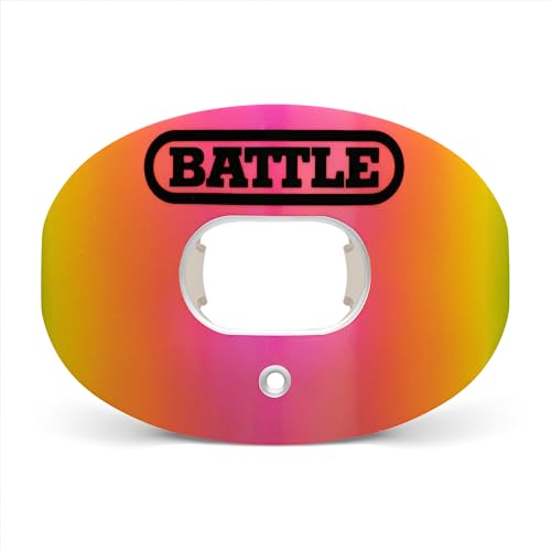 Battle Sports Iridescent Oxygen Football Mouthguard, Chrome Yellow/Red | Maximum protection, Safe secure comfortable fit, Breathable built-in airflow channels, No boil required, Advanced composite - color: Chrome Yellow/Red