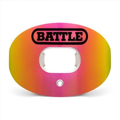 Battle Sports Iridescent Oxygen Football Mouthguard, Chrome Yellow/Red | Maximum protection, Safe secure comfortable fit, Breathable built-in airflow channels, No boil required, Advanced composite - color: Chrome Yellow/Red