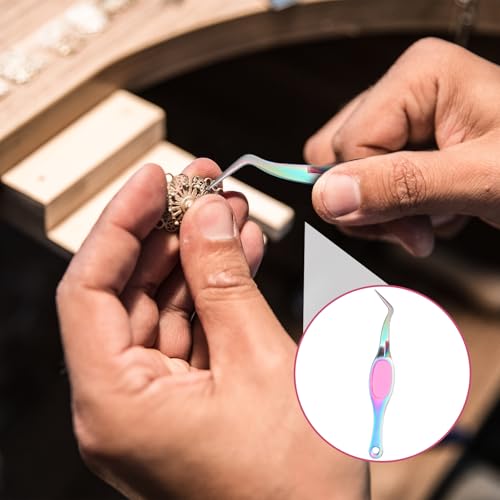 2 Pcs Craft Tweezers Precision Reverse Tweezers Curved Tweezer Soft Grip Bent Fine Point Sticker Tweezer for Scrapbooking Jewelry DIY Electronics Laboratory Work