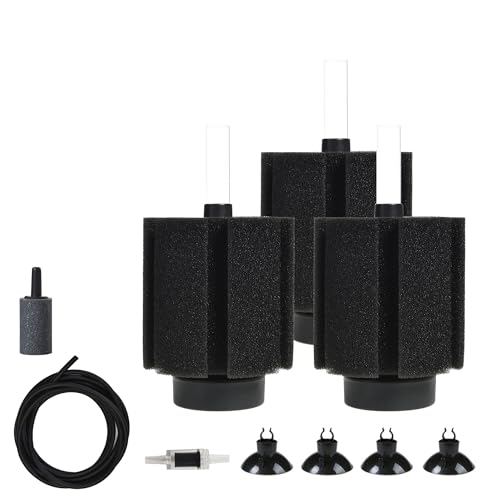 Aquarium 75 Gallon Sponge Filter with Air Stone, 3 pcs | 75 Gallon Sponge Filter for Breeding Fry Betta Shrimp - size: 3 pcs
