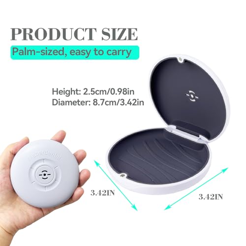 2 Pack Retainer Case with Vent Hole, Compatible with Invisalign | Portable Slim Travel Aligner Case,Secure Magnetic Closure-Food Grade Silicone Pad(White Gray) - color: White Gray