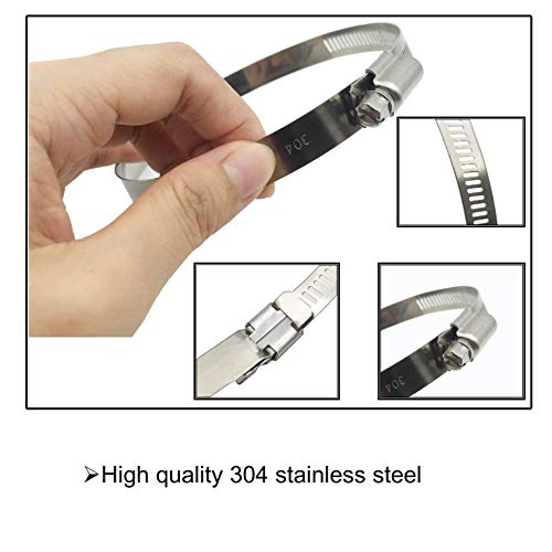 8Pcs 2.5" (Diameter) Adjustable 304 Stainless Steel Duct Clamps Hose Clamp Pipe Clamp Air Ducting Clamp worm drive hose clamps (52mm-76mm) - size: 2.5" -8Pcs