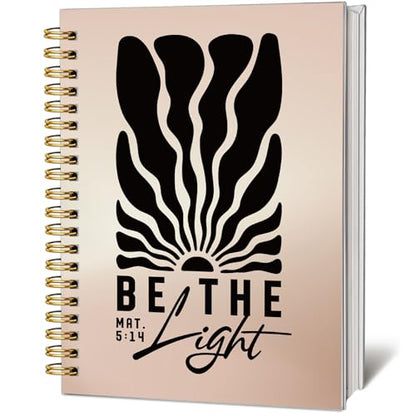 Inspirational Boho Christian Notebook - Religions Gift for Women, Be the Light Bible Verse Jounal, Christian Journaling for Church Notting Stationery Supplies - color: Be the Light