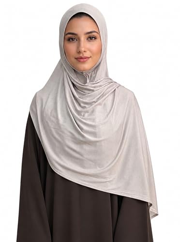 Premium Stretch Cotton Gradient Scarf for Women, Soft Jersey Wrap Shawl, Lightweight Ombre Hijab for Everyday Wear - color: Mctlo2537-beigegrey