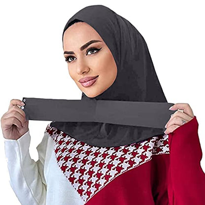 AIBEARTY Women Fashion Instant Muslim Turban Hijab with Snap Fastener Breathable Headscarf Bonnet Cap Turban Hat Shawl - color: Modal Grey -3 Buttons