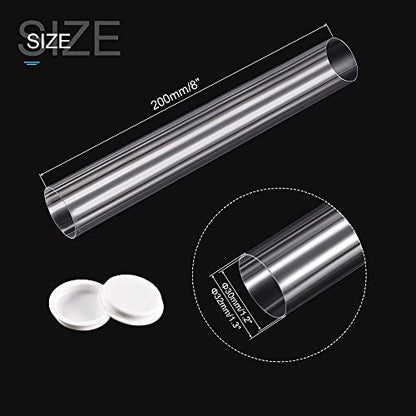 MECCANIXITY Clear Storage Tube Small Plastic Round Tubing with Caps Rigid Bottle Container 30x32x200mm/8 Inch Diameter for Item Stored - size: 30x32x200mm