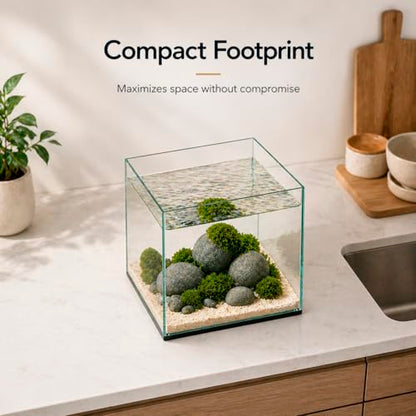 Aquatop High Clarity Low Iron Glass Cube Aquarium, 7.1 Gallon – 5mm Thick Glass – Slim Design – Ideal for Fresh & Saltwater – Desktop Tank with Silicone Sealing - size: 7.1 Gal