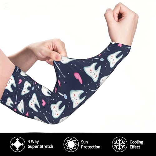 Arm Sleeves Outdoor Garden Sports Cooling Sun Sleeve for Women Men Farm - color: Dental