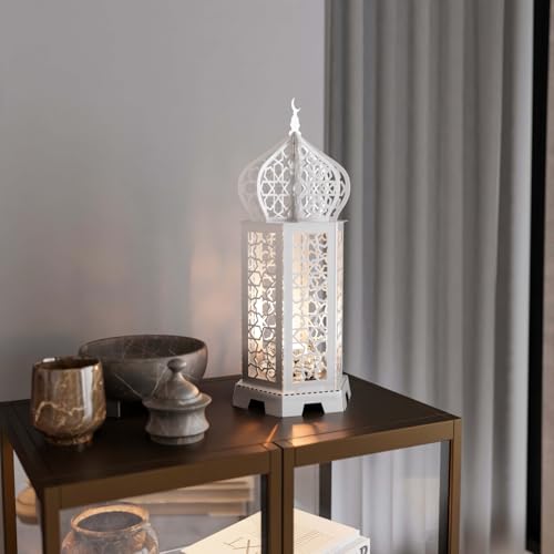 Ramadan Lantern Metal Islamic Home Decor Decorative Candle Holders Eid Decoration Muslim Gift (White, 30 inches | 77 cm) - color: White, size: 30" | 77 cm