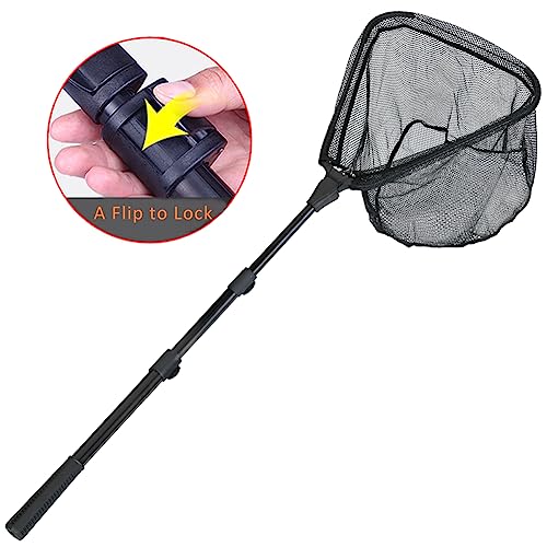 RESTCLOUD Fishing Landing Net with Telescoping Pole Handle, Fishing net Freshwater for Kids Men Women, Extend to 40-63 Inches - style: K: Aircraft-grade Aluminum Handle, 82" Full