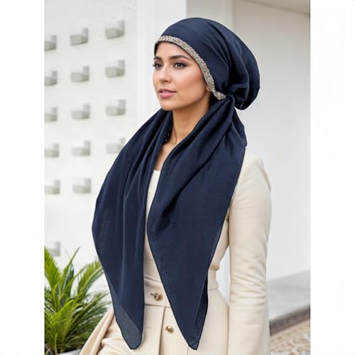 Instant Hijab for Women: Hijab Scarf, Hijabs for Women Muslim, Muslim Head Scarf, Easy Slip on - color: Navy Blue
