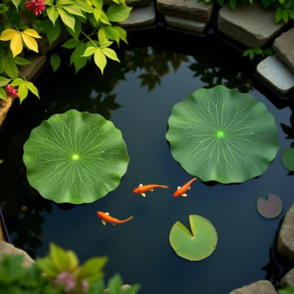 2Pcs 28cm Lily Pads for Ponds, Artificial Floating Lotus Leaves Fake Foliage Plant Garden Pond Pool Decor Artificial Plants and Flowers