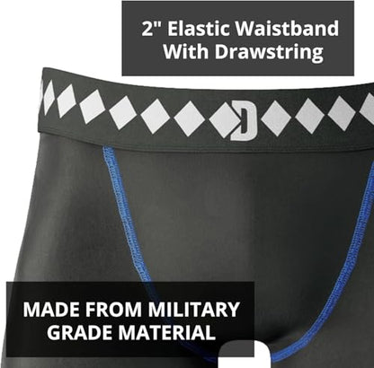 Diamond MMA Compression Shorts with Built-in Jock Strap Supporter with Athletic Cup Pocket for Sports - style: Youth