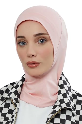 Aisha's Design Instant Turban 95% Cotton Head Scarf Headwear Combed Cotton Ninja Cap, Slip on Jersey Hijab - color: Powder Pink
