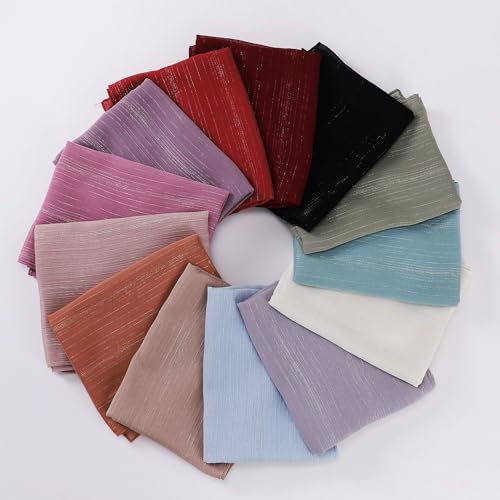 Women Hijab Chiffon Head Scarf Lightweight Shimmer Scarves Crepe Wedding Shawls and Wraps for Evening Dresses Shiny - color: Purple