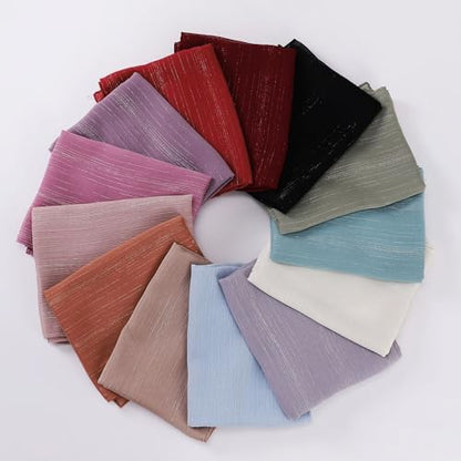 Women Hijab Chiffon Head Scarf Lightweight Shimmer Scarves Crepe Wedding Shawls and Wraps for Evening Dresses Shiny - color: Sky Blue