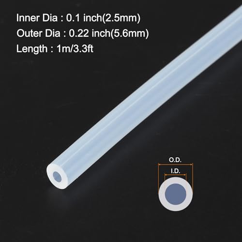 1m(3.3ft) 2.5mm(0.1") ID x 5.6mm(0.22") OD Silicone Tubing Clear Industrial Plastic Tubing Pure Silicone Hoses for Pump Siphoning Draining Irrigation Brewing - color: Clear, size: 0.1" x 0.22"