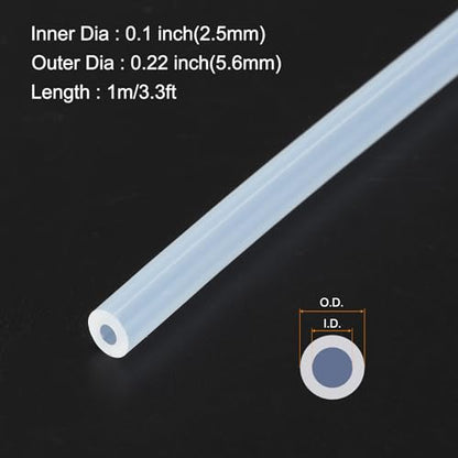 1m(3.3ft) 2.5mm(0.1") ID x 5.6mm(0.22") OD Silicone Tubing Clear Industrial Plastic Tubing Pure Silicone Hoses for Pump Siphoning Draining Irrigation Brewing - color: Clear, size: 0.1" x 0.22"