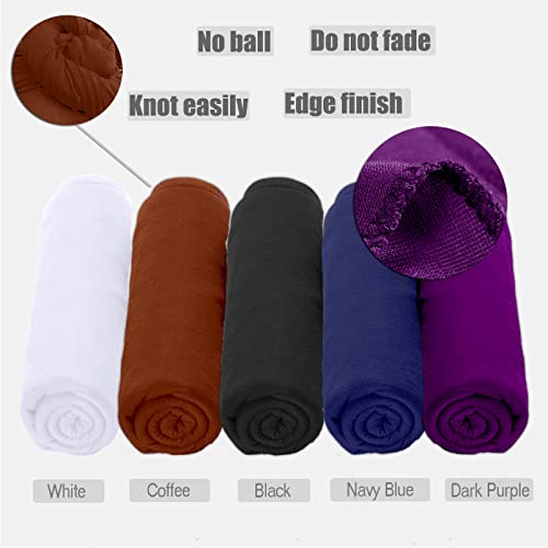 ZRQ 5 Pieces Stretch Turban Hijab African Women's Head Waps Soft and Breathable Super Long Scarf Shawl Solid Color Combination Suitable for Black Women (Black,White,Coffee,Dark Blue,Dark Purple) - color: Black,White,Coffee,Navy Blue,Dark Purple