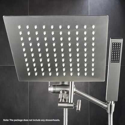All Metal Shower Diverter Valve with Handshower Holder, YDmeet Upgraded 3 Way Shower Head Diverter for Handheld and Fixed Rain Showerhead, Universal G1/2 shower Diverter Bathroom Part, Brushed Nickel - color: Nickel Brushed