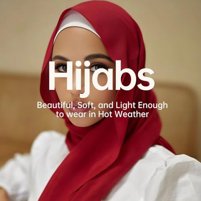 Harewom Chiffon Hijab for Women Sheer Shawl and Wraps for Wedding Bridal Scarves Summer Lightweight Sun-proof Scarf - color: Wine Red Chiffon Hijab Shawls Scarves