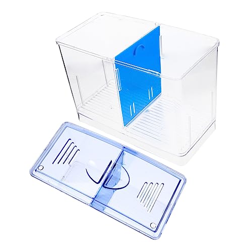 Wakauto Aquarium Isolation Box for Fish Breeding and Separation Transparent Acrylic Hatchery with Removable Partition Suitable for Betta Guppies Compact Dual Chamber Fish Tank
