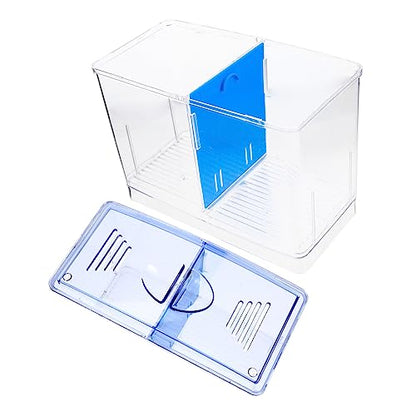 Wakauto Aquarium Isolation Box for Fish Breeding and Separation Transparent Acrylic Hatchery with Removable Partition Suitable for Betta Guppies Compact Dual Chamber Fish Tank